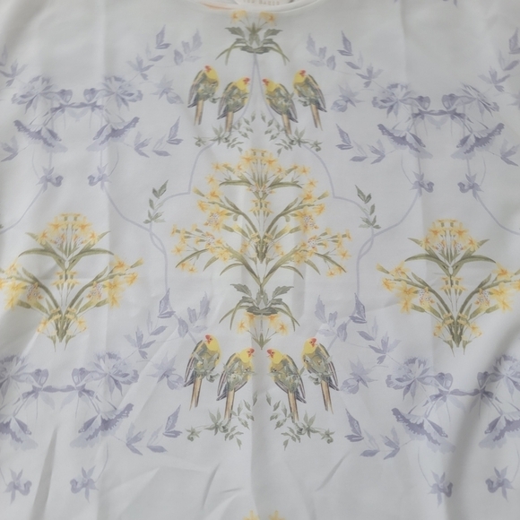 Ted Baker Women's Sonjja Papyrus Printed Woven Front T-Shirt 1 - Picture 3 of 11